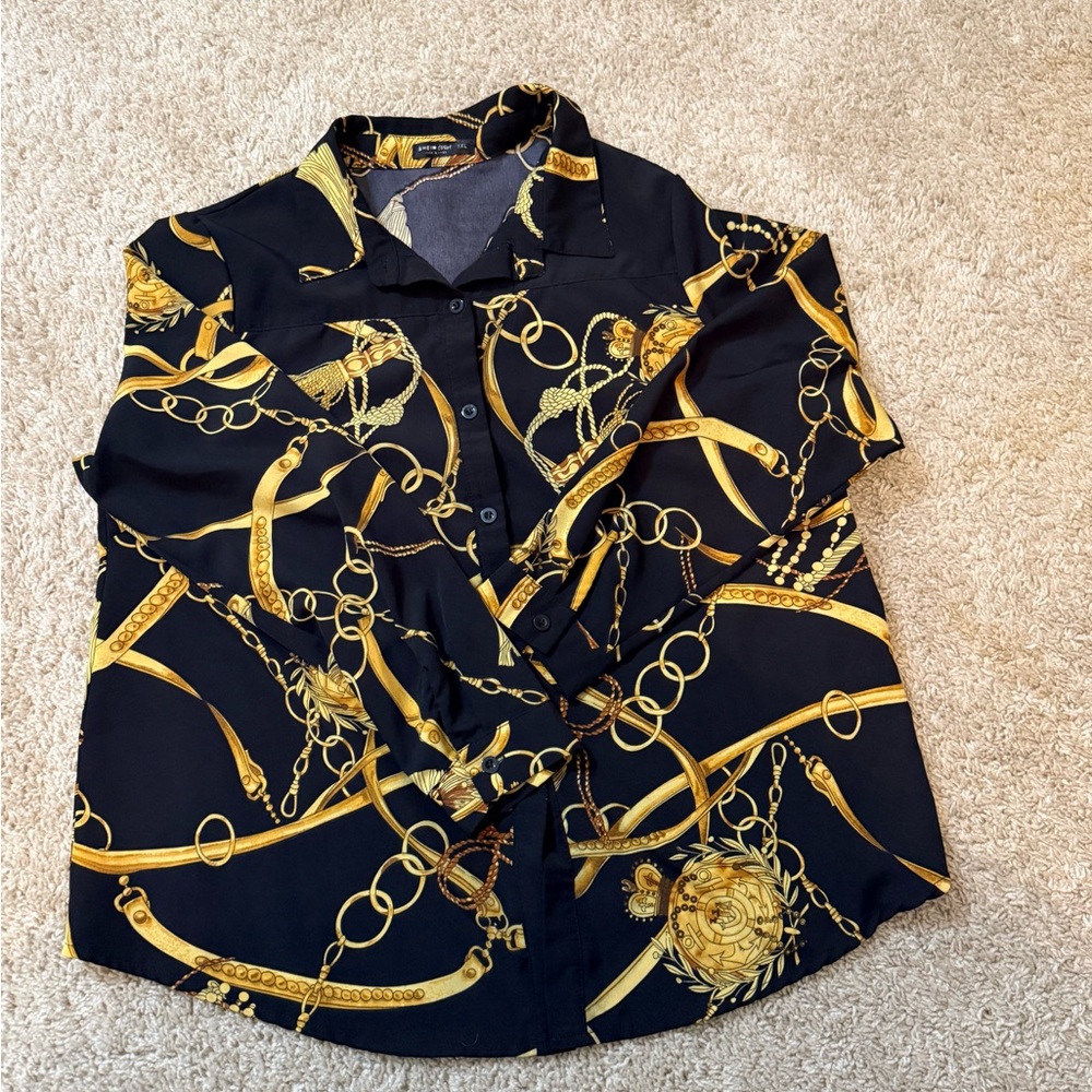 Stylish Women’s Black and Gold Shirt